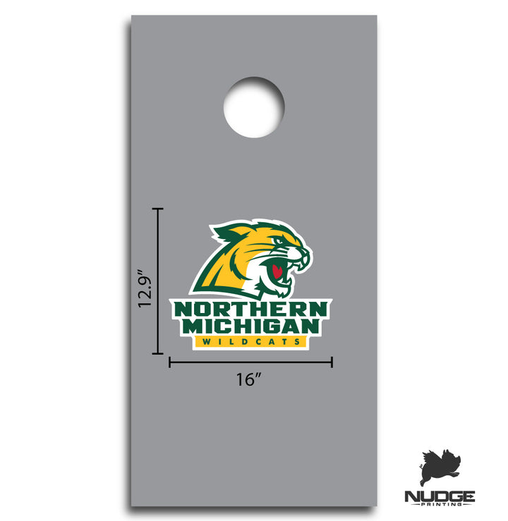 Northern Michigan University Wildcats Combo Logo Cornhole Decal - Nudge Printing