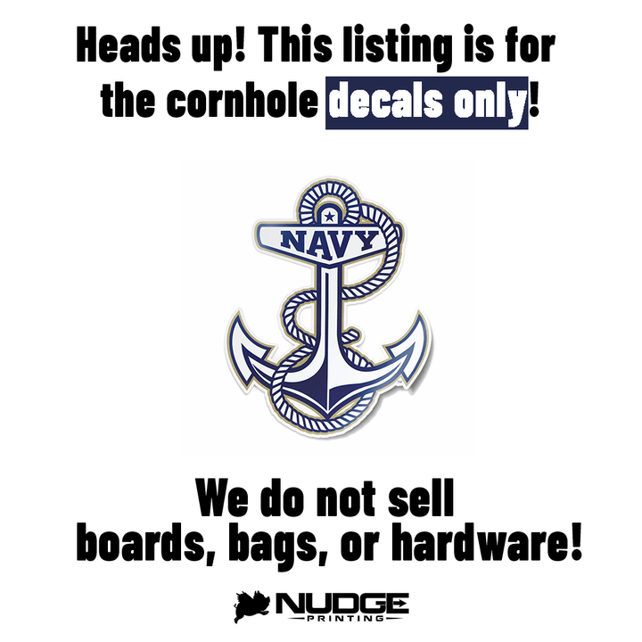 US Naval Academy Anchor Logo Cornhole Decal - Nudge Printing