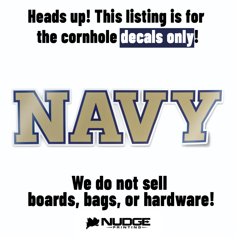 US Naval Academy Block NAVY Logo Cornhole Decal - Nudge Printing