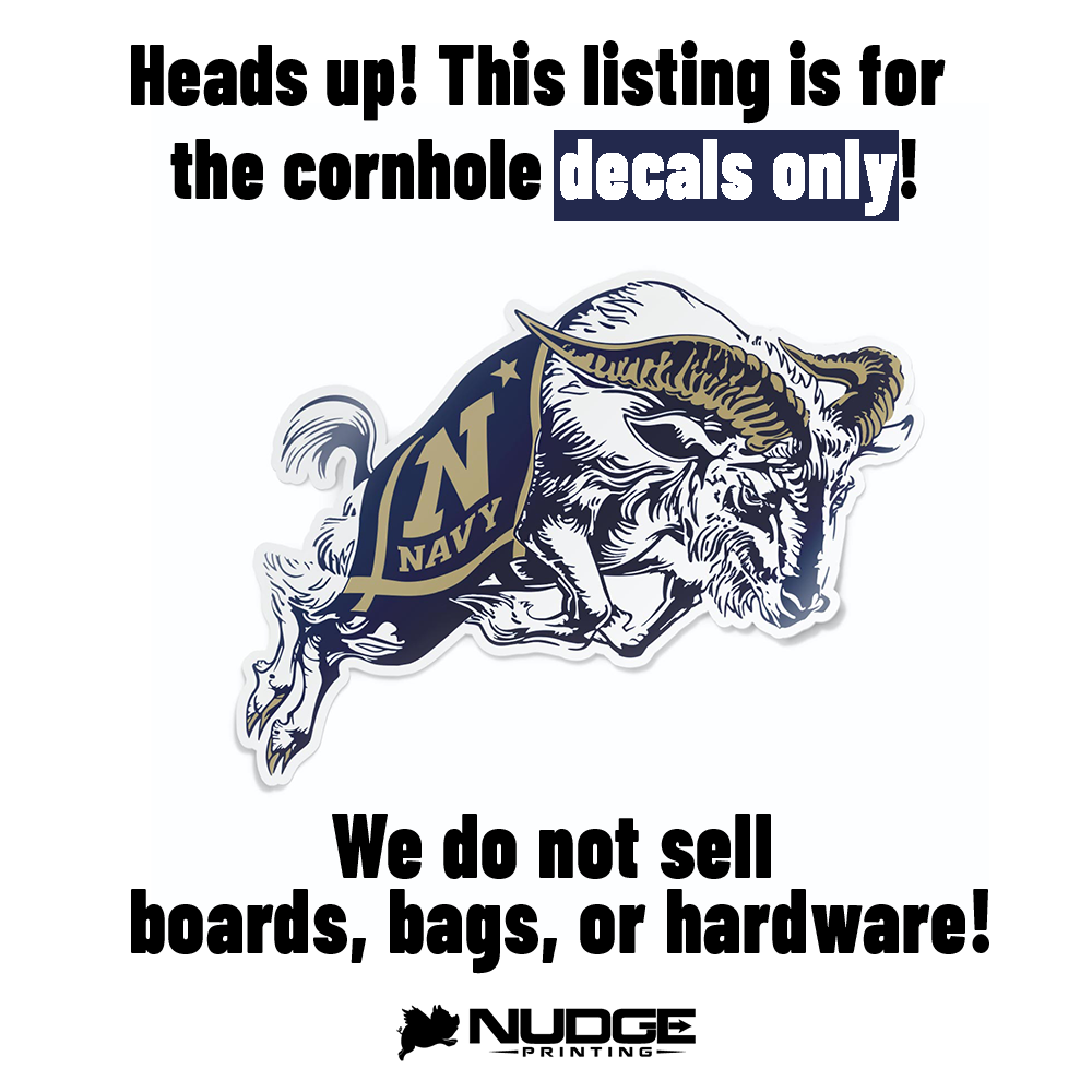 US Naval Academy Goat Logo Cornhole Decal - Nudge Printing