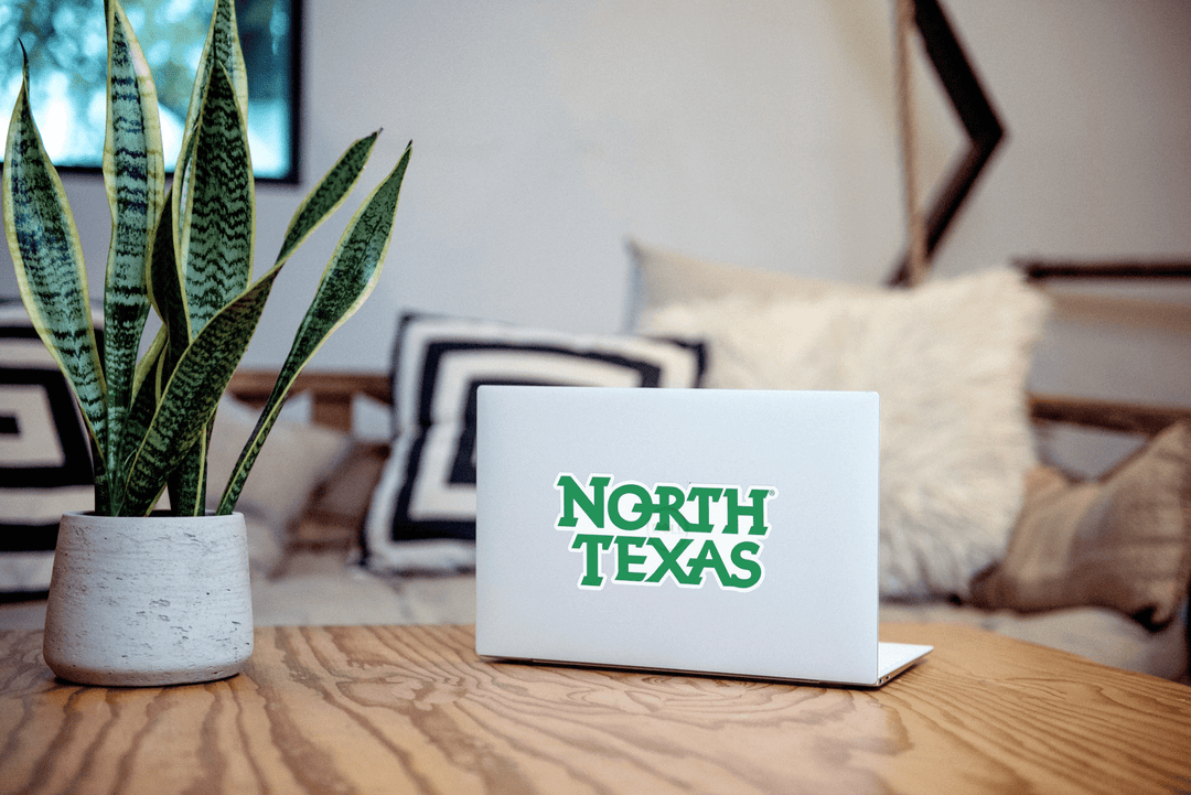 University of North Texas Mean Green wordmark logo car decal bumper sticker - Nudge Printing