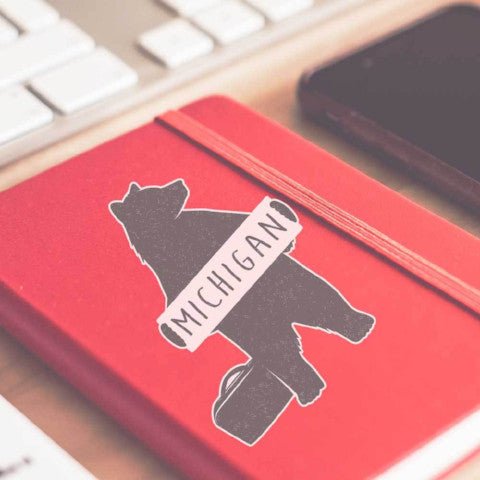 Hitchhiking to Michigan Bear Car Decal Sticker - Nudge Printing