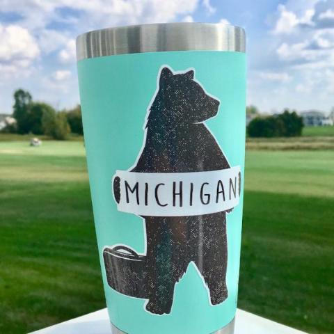 Hitchhiking to Michigan Bear Car Decal Sticker - Nudge Printing