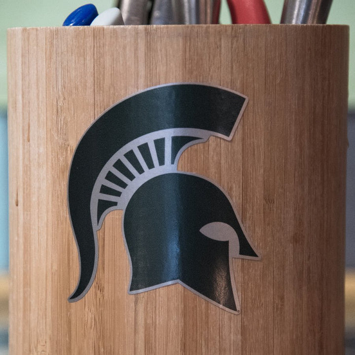 Michigan State University Spartan Helmet Car Decal (Silver Trim) - Nudge Printing