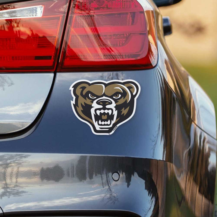 Oakland University Full Color Golden Grizzly Bear Head Car Decal - Nudge Printing