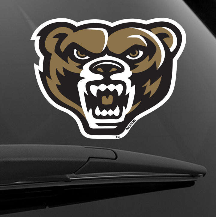 Oakland University Full Color Golden Grizzly Bear Head Car Decal - Nudge Printing