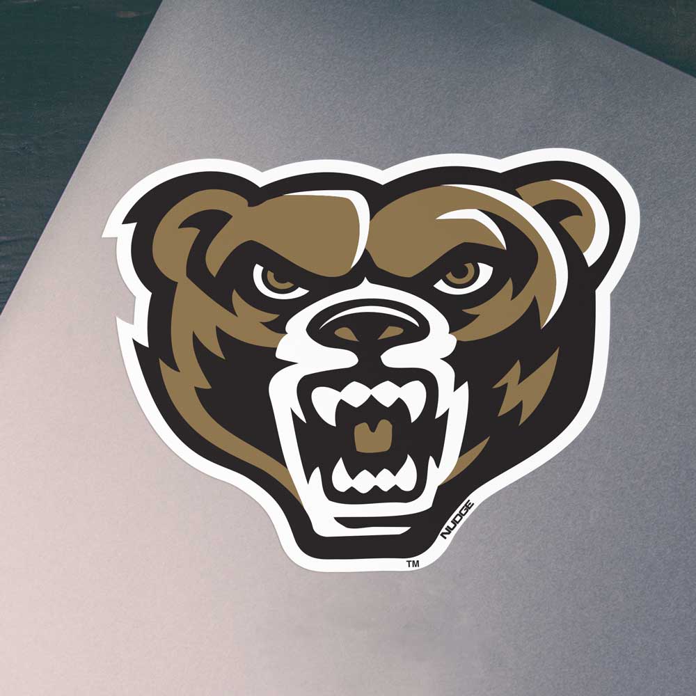 Oakland University Full Color Golden Grizzly Bear Head Car Decal - Nudge Printing