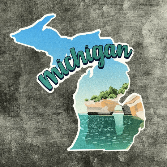 State of Michigan Pictured Rocks Car Decal