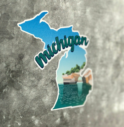 State of Michigan Pictured Rocks Car Decal