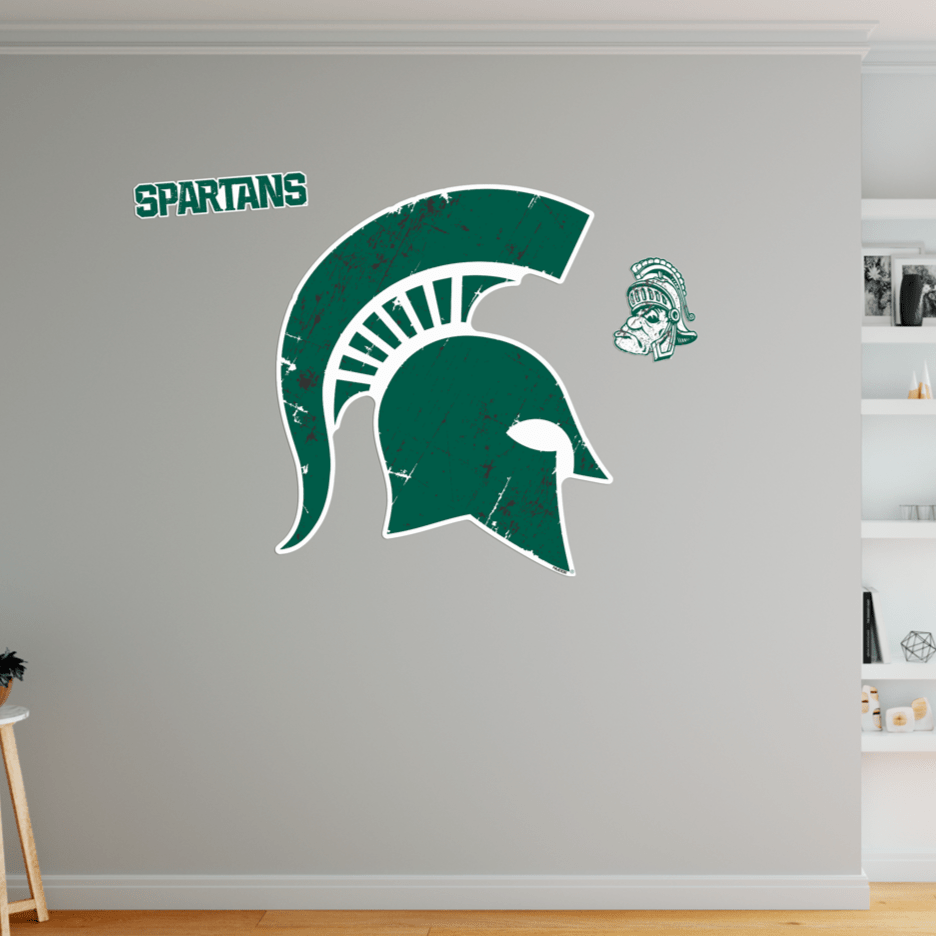 Michigan State Wall Decal MSU Spartan Helmet Sparty Head - XL Sticker Set - Nudge Printing