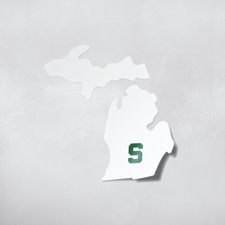 State of Michigan with Michigan State Spartans Logo Car Decal - Nudge Printing