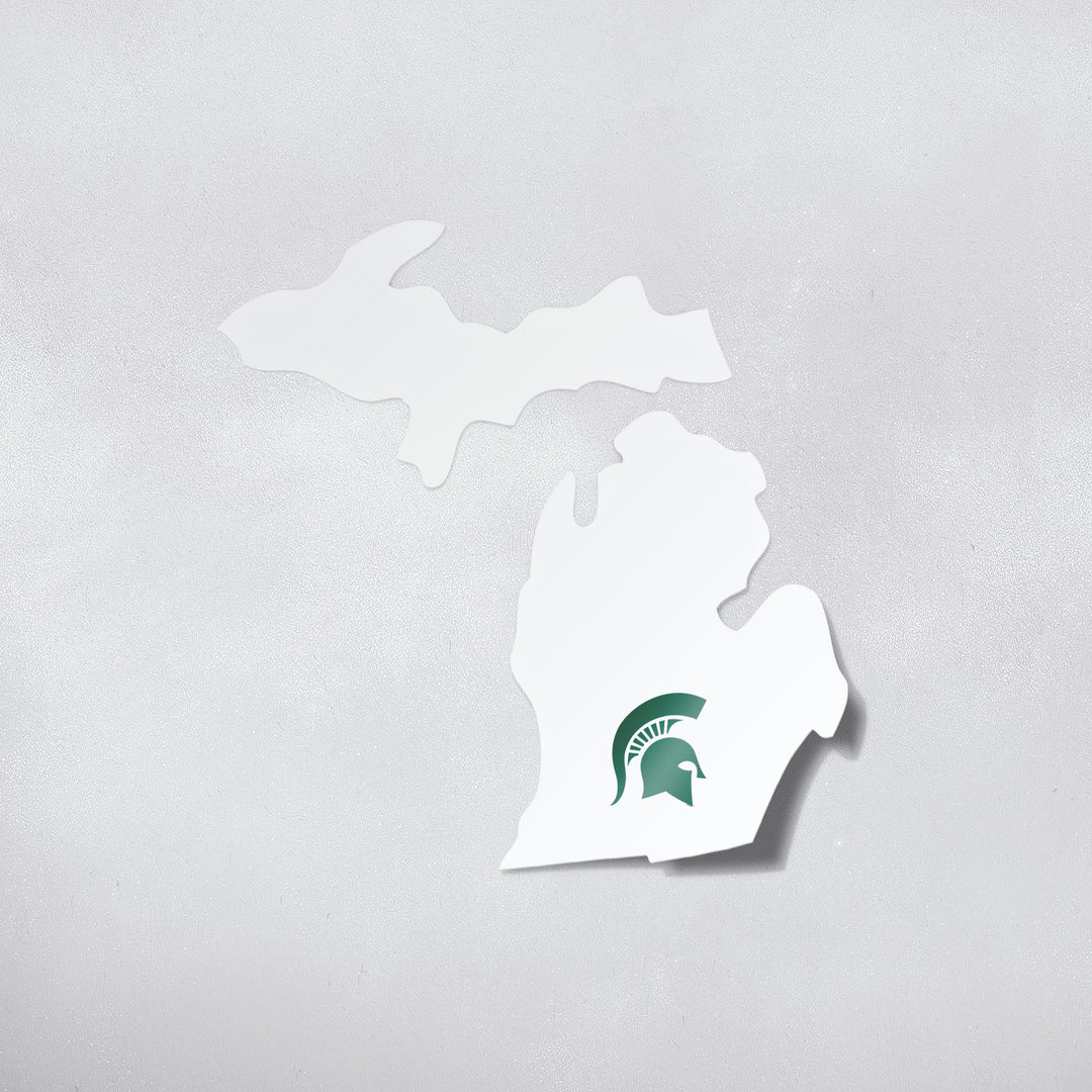 State of Michigan with Michigan State Spartans Logo Car Decal - Nudge Printing