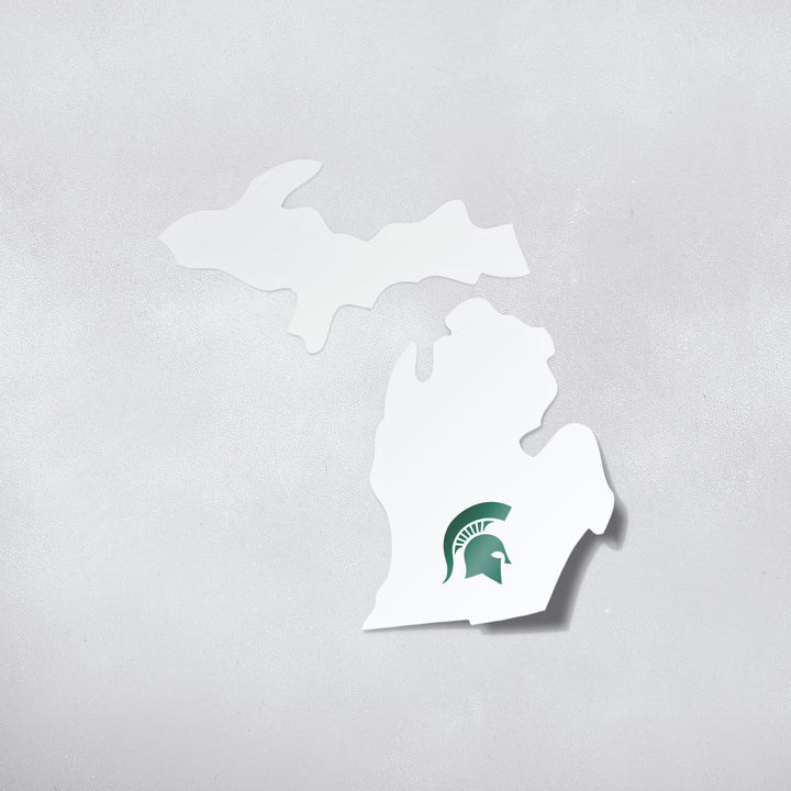 State of Michigan with Michigan State Spartans Logo Car Decal - Nudge Printing