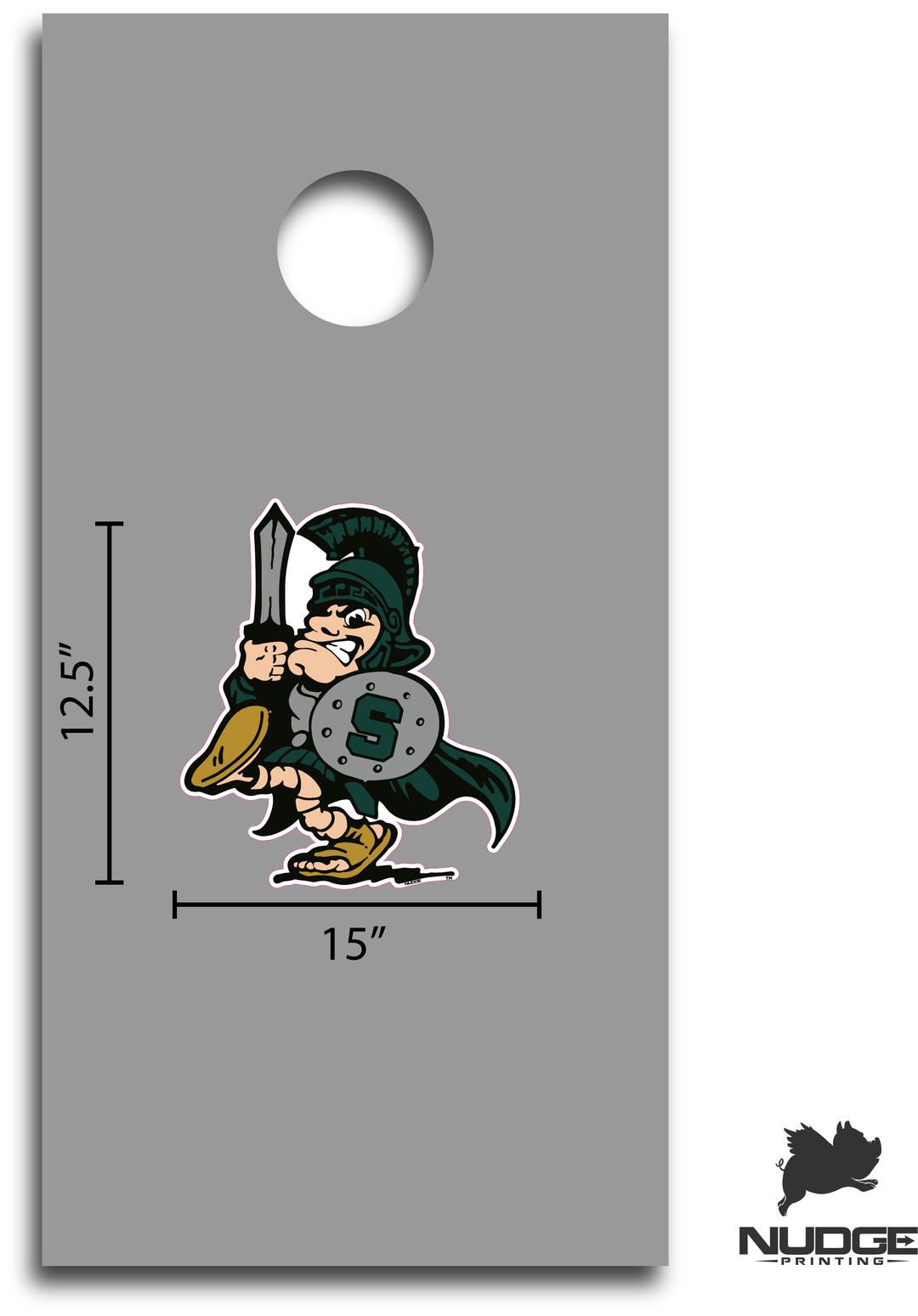 Michigan State University Vintage Sword Sparty Logo Cornhole Decal