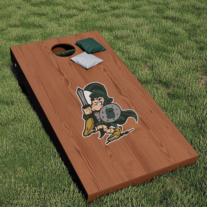 Michigan State University Vintage Sword Sparty Logo Cornhole Decal