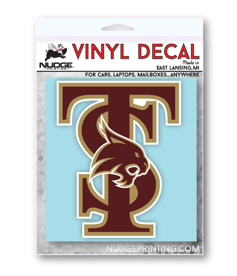 Texas State University Interlocking TS Logo Car Decal - Nudge Printing