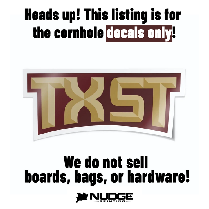 Texas State University Bobcats Block "TXST" DIY Cornhole Decal Sticker