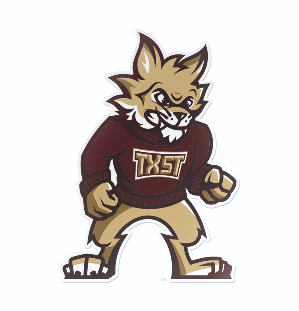 Texas State University New Boko the Mascot Full Size Logo Car Decal