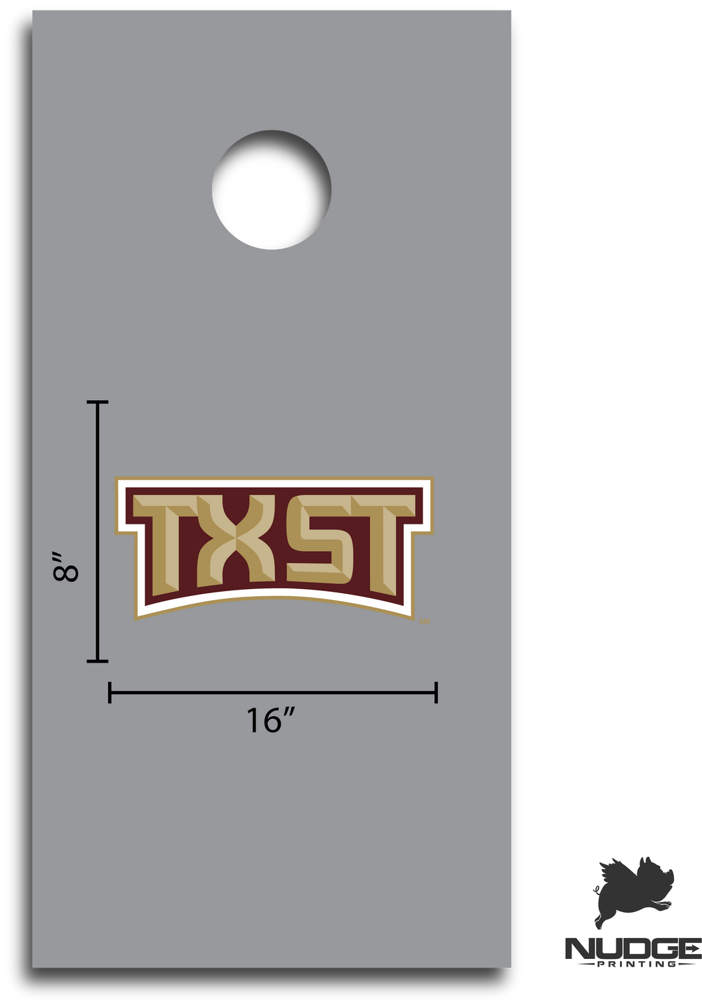 Size for TXST Texas State Corn Hole Decal