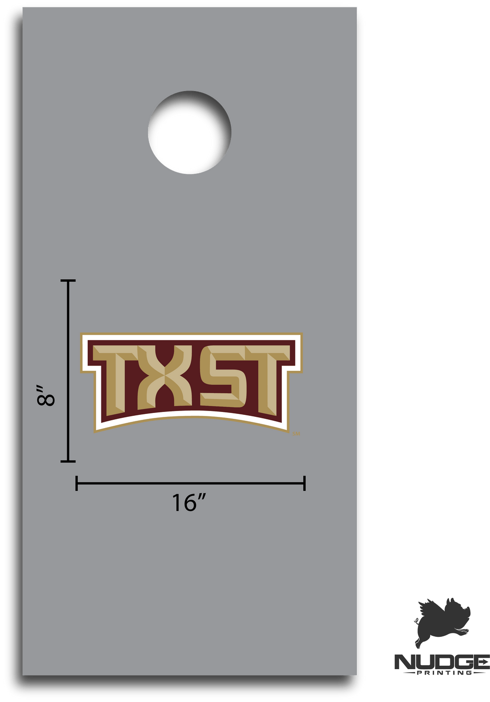 Size for TXST Texas State Corn Hole Decal