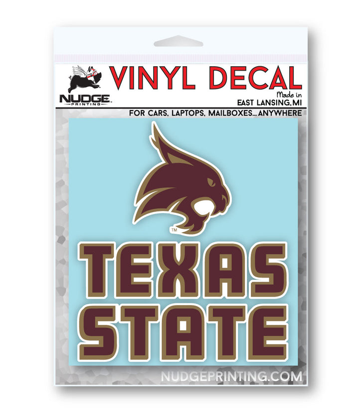 Texas State University Full Logo Car Decal - Nudge Printing