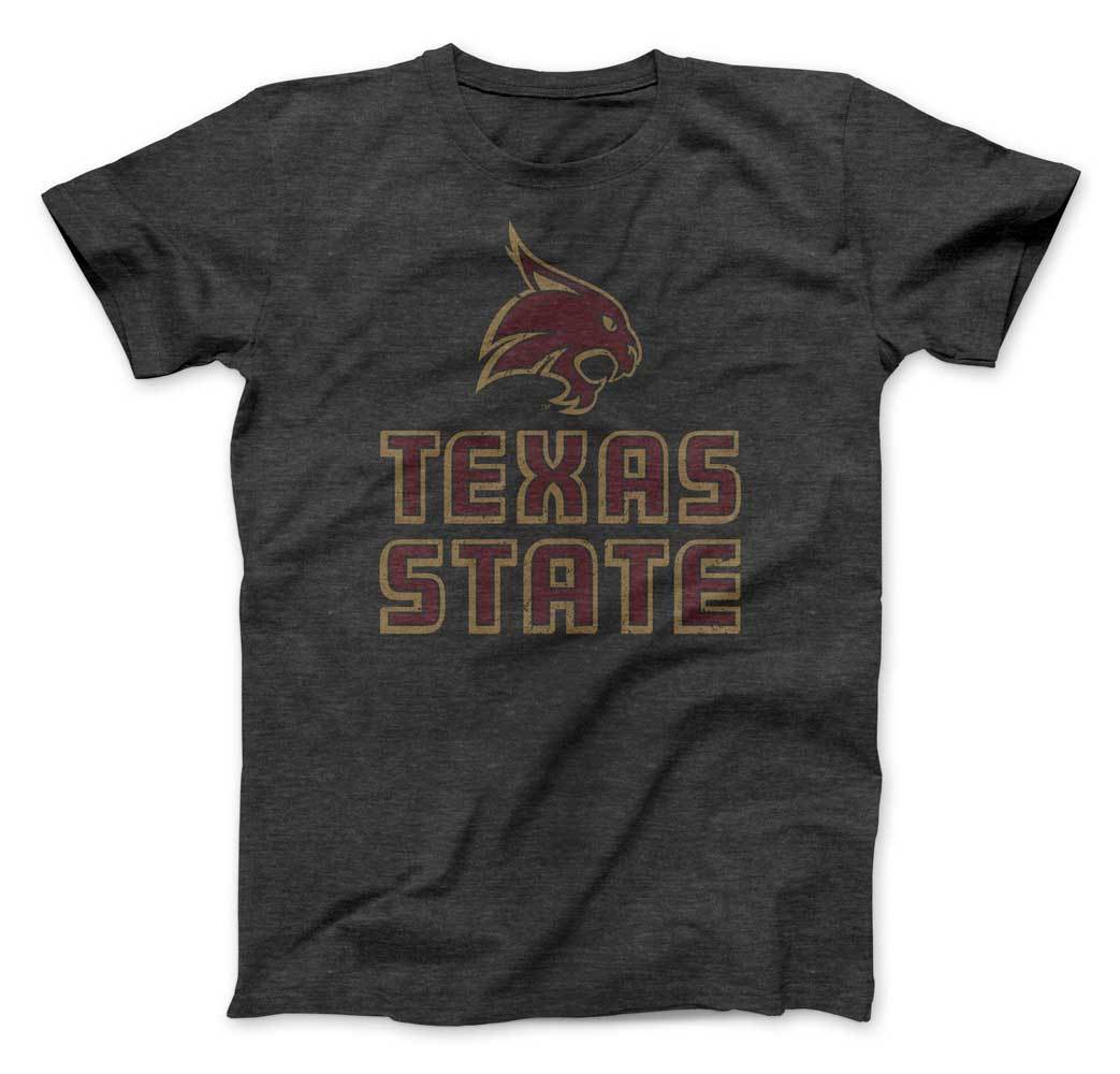 Texas State Bobcats Wordmark Logo Premium T-shirt (Charcoal) - Nudge Printing