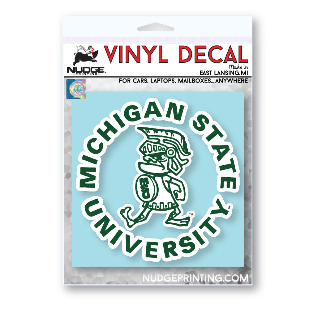 Michigan State University Vintage Tough Sparty Car Decal - Nudge Printing