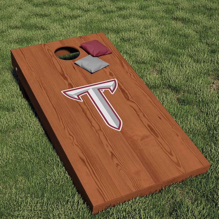 Troy University Trojans block sword T logo cornhole decal sticker - Nudge Printing