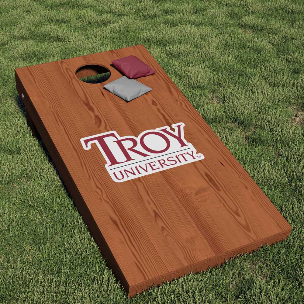 Troy University Trojans university logo cornhole decal board sticker - Nudge Printing