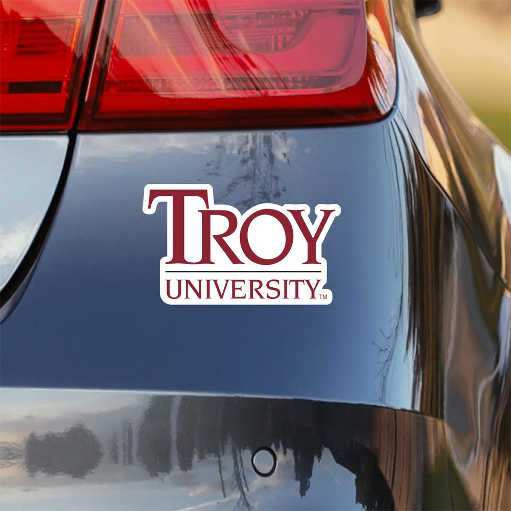 Troy Trojans University Wordmark car decal bumper sticker - Nudge Printing