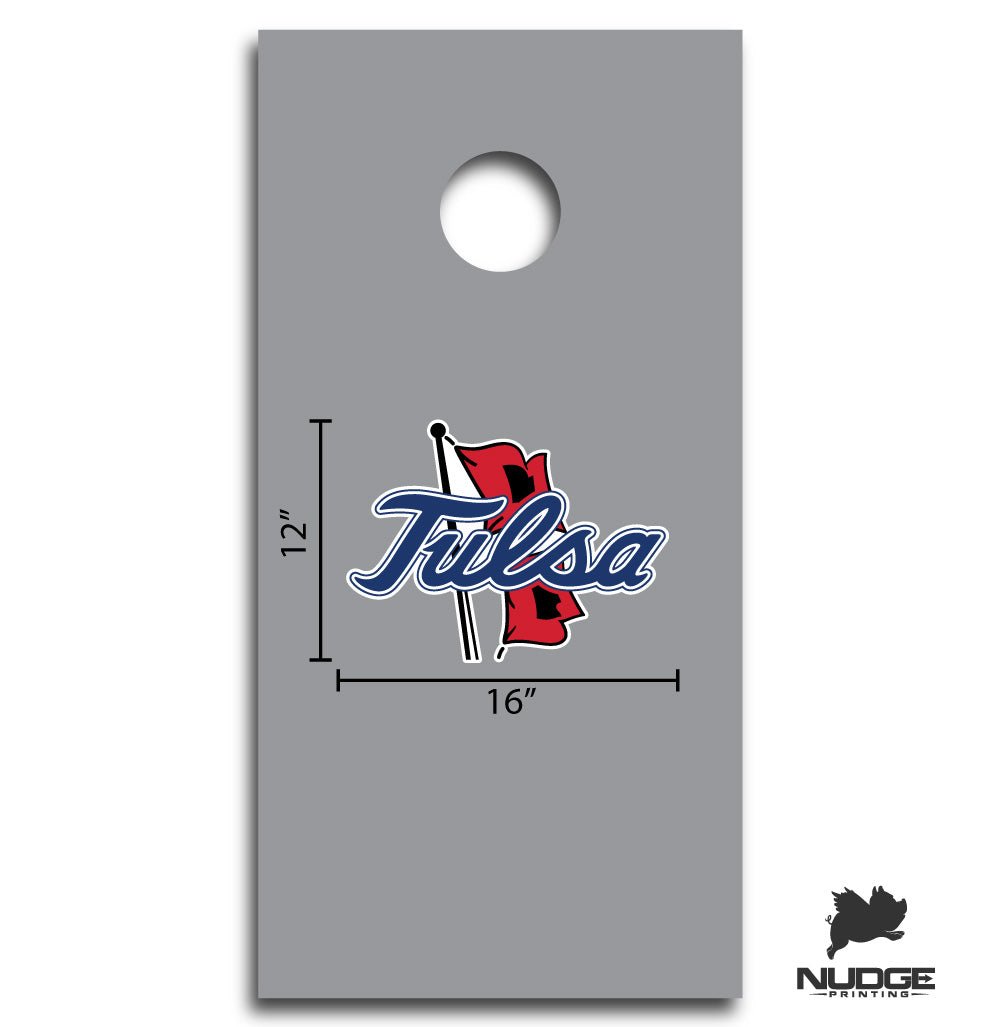 University of Tulsa Golden Hurricane primary logo cornhole decal sticker - Nudge Printing