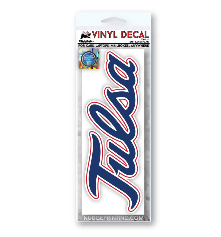 The University of Tulsa Golden Hurricane script cursive Tulsa logo car decal bumper sticker - Nudge Printing