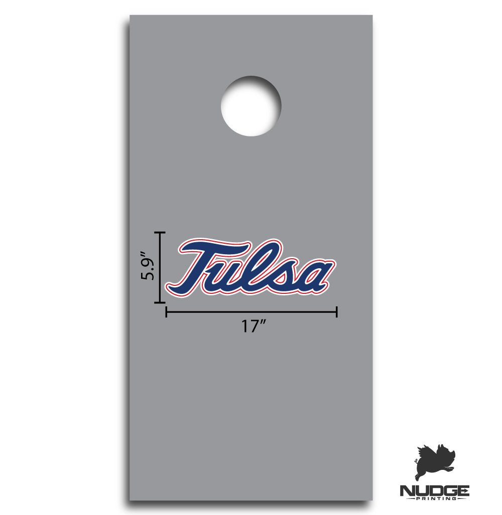Tulsa Script University of Tulsa Golden Hurricane Script Logo Cornhole Decal Sticke ...