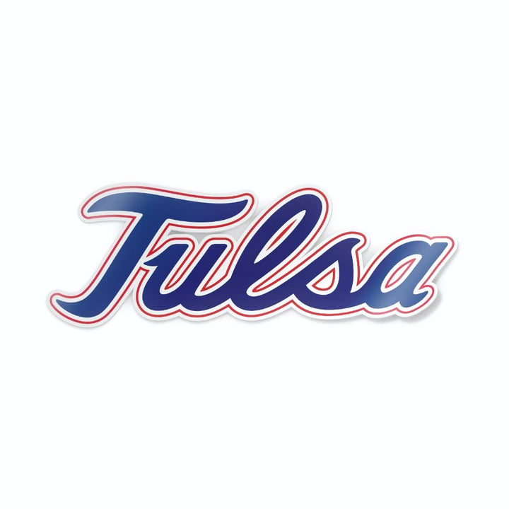 The University of Tulsa Golden Hurricane script cursive Tulsa logo car decal bumper sticker - Nudge Printing