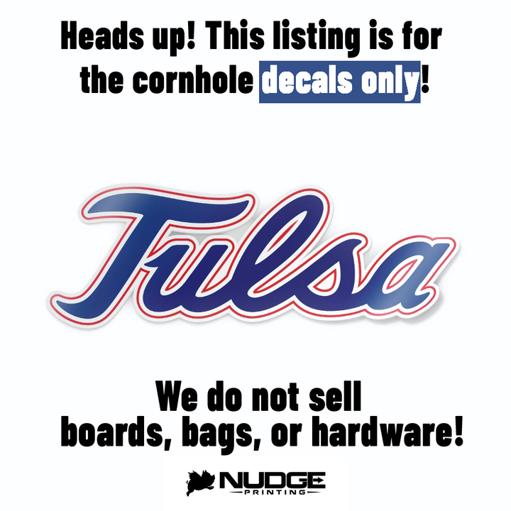 University of Tulsa Golden Hurricane script cursive logo cornhole decal sticker - Nudge Printing