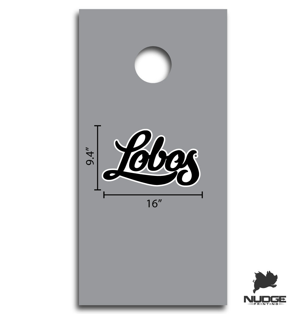 University of New Mexico Script Lobos Logo Cornhole Decal