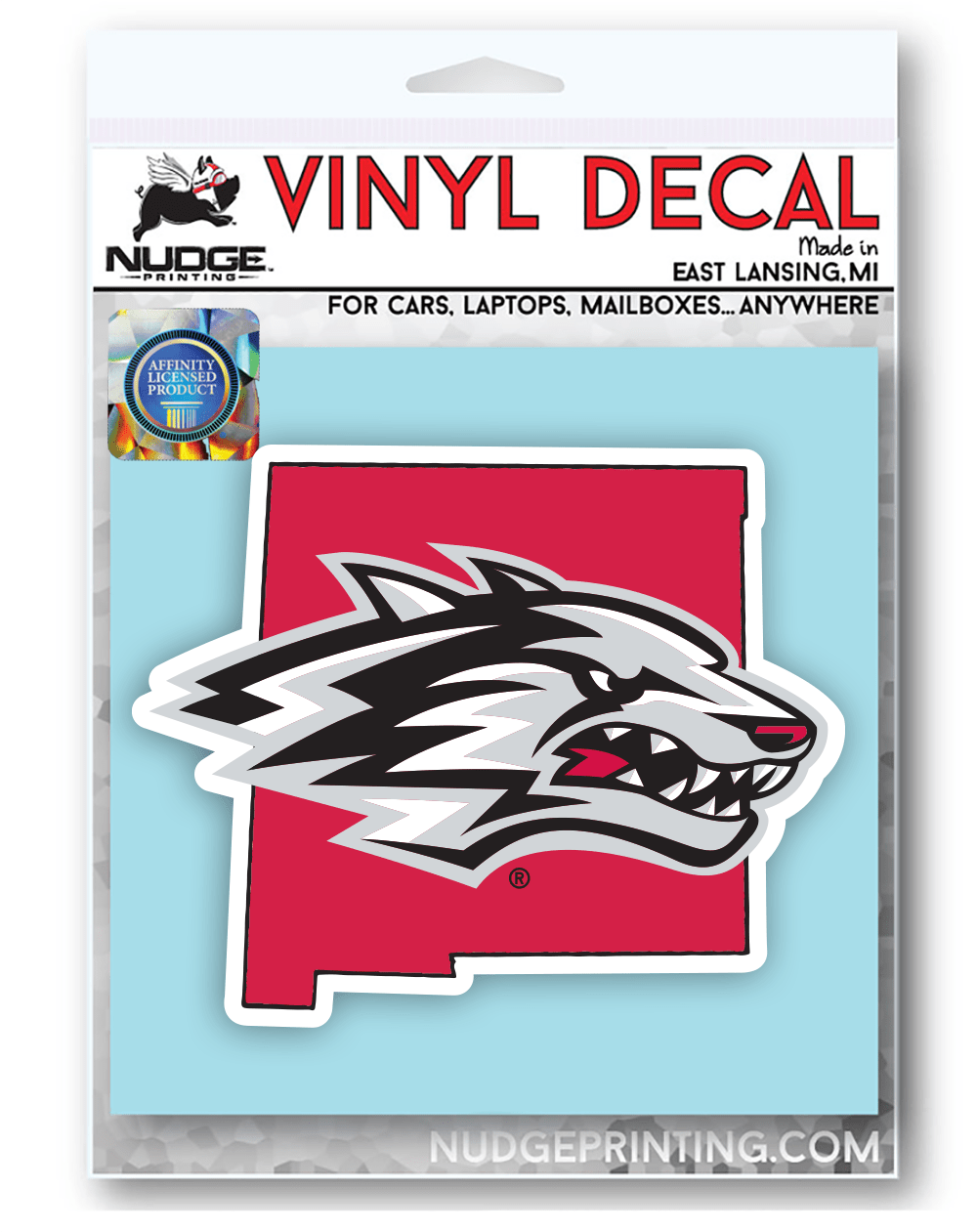 University of New Mexico Lobo on State of New Mexico Car Decal Bumper Sticker