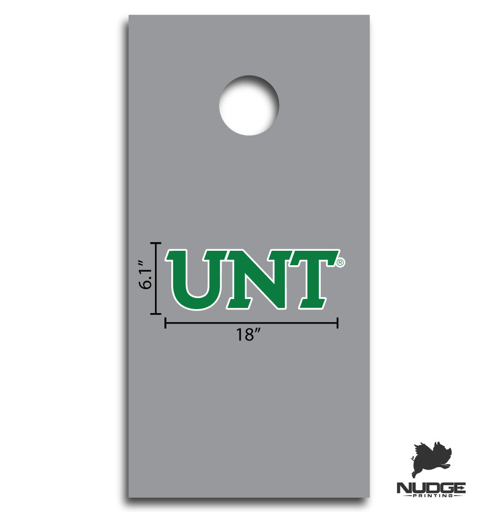 University of North Texas Mean Green Block UNT Logo Cornhole decal sticker