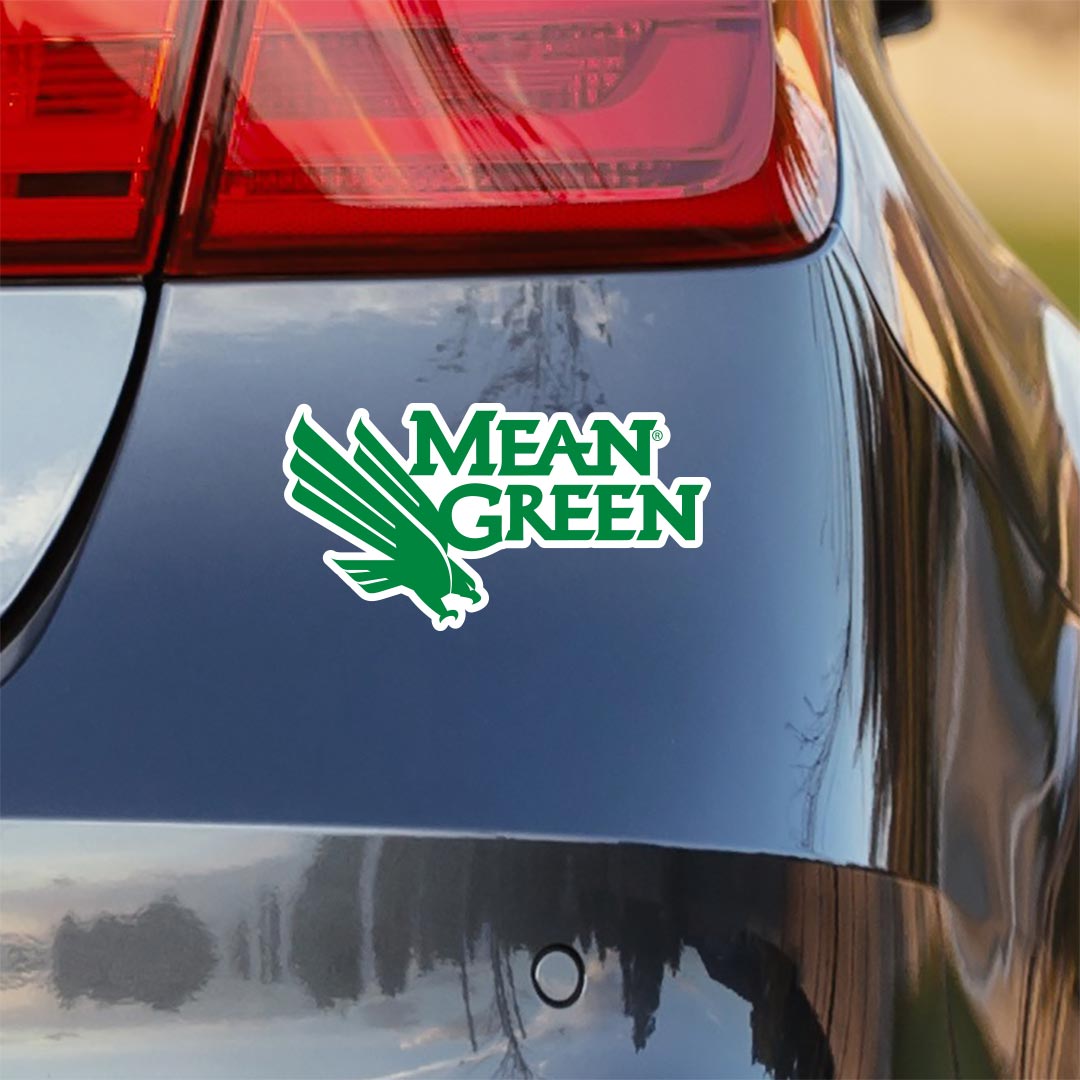 University of North Texas Mean Green logo bumper sticker car decal - Nudge Printing