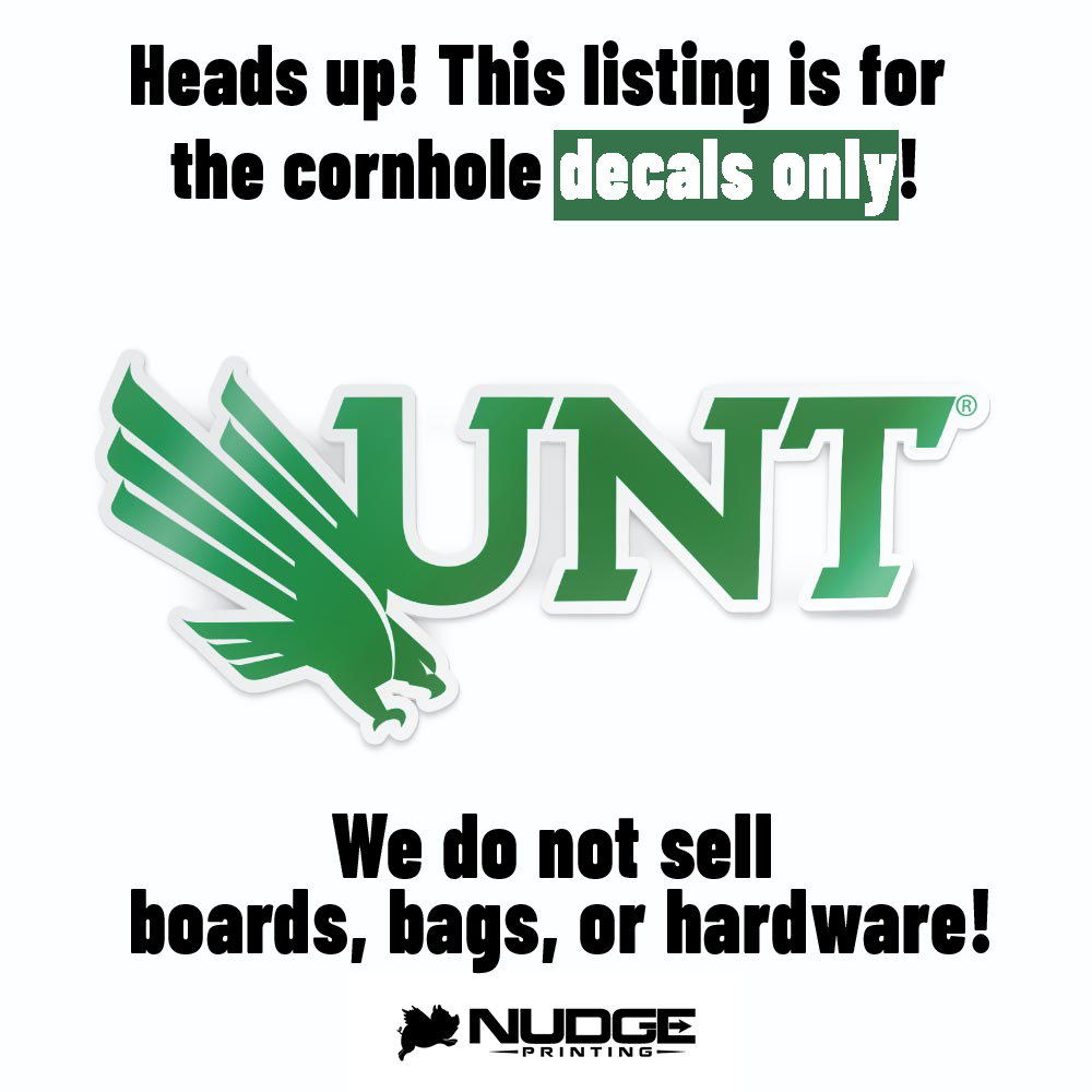 University of North Texas Mean Green Eagle with UNT Logo Cornhole Decal Sticker
