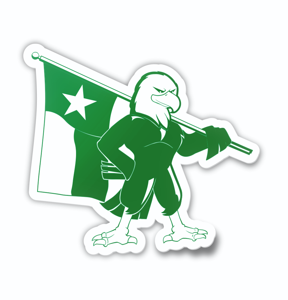 University of North Texas Mean Green Scrappy Eagle and Flag Bumper Sticker Car Decal