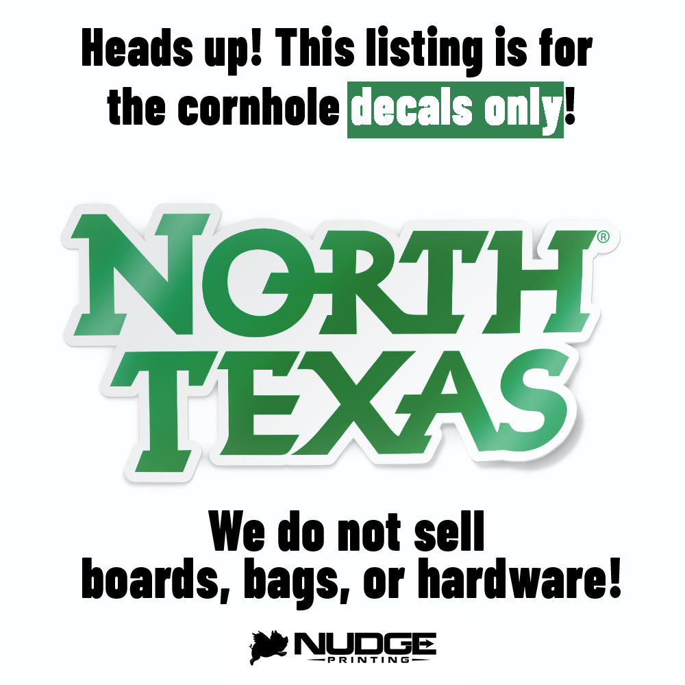 University of North Texas Mean Green 'North Texas' Wordmark Logo Cornhole Decal Sticker