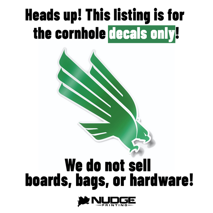 University of North Texas Mean Green Solo Eagle Logo Cornhole decal sticker - Nudge Printing