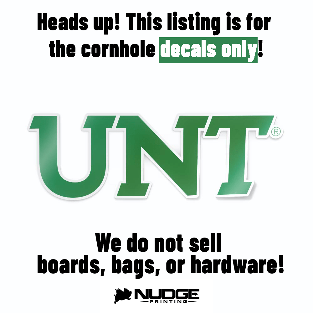 University of North Texas Mean Green Block UNT Logo Cornhole decal sticker