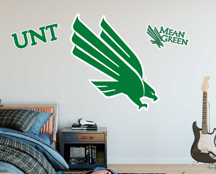 University of North Texas Mean Green XL Wall Decal Repositionable Sticker Set