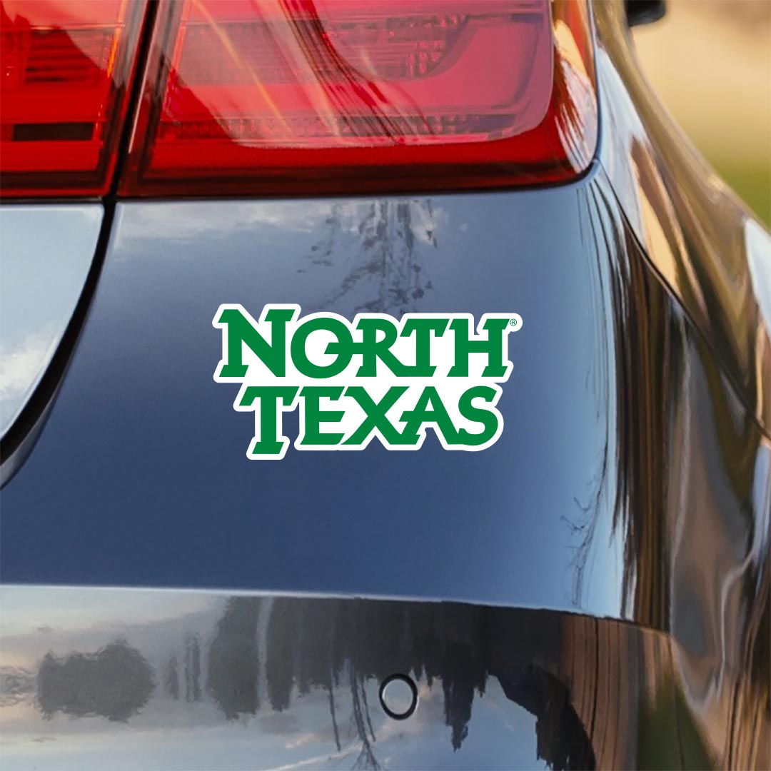 University of North Texas Mean Green wordmark logo car decal bumper sticker - Nudge Printing