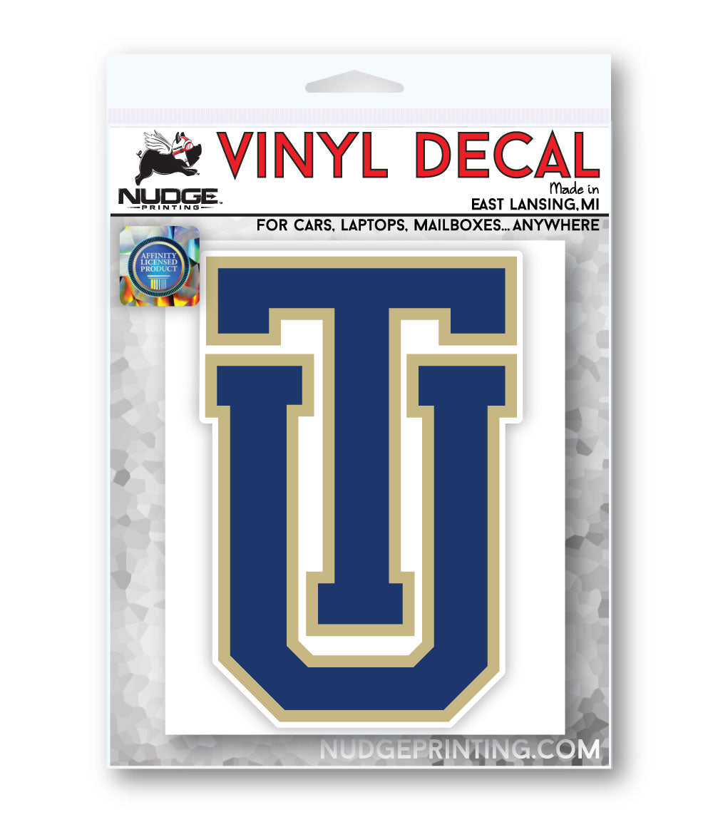 The University of Tulsa Golden Hurricane Stacked UT logo car decal bumper sticker - Nudge Printing