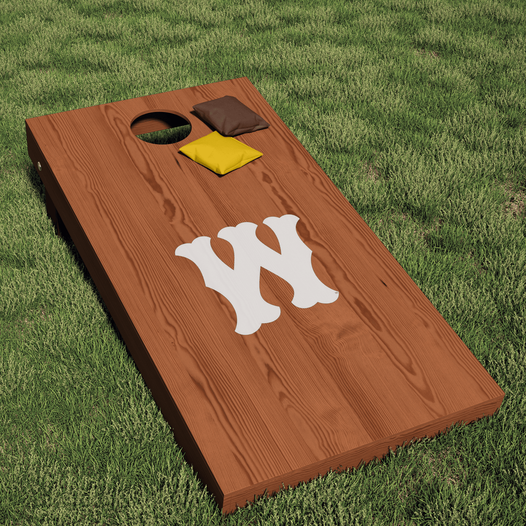 Western Michigan University Broncos White Block Vintage W Logo Cornhole Decal