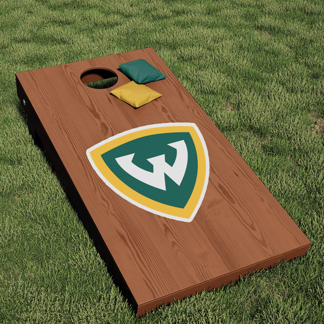 Wayne State University Warriors Primary Shield Logo Cornhole Decal (Full Color Block W)