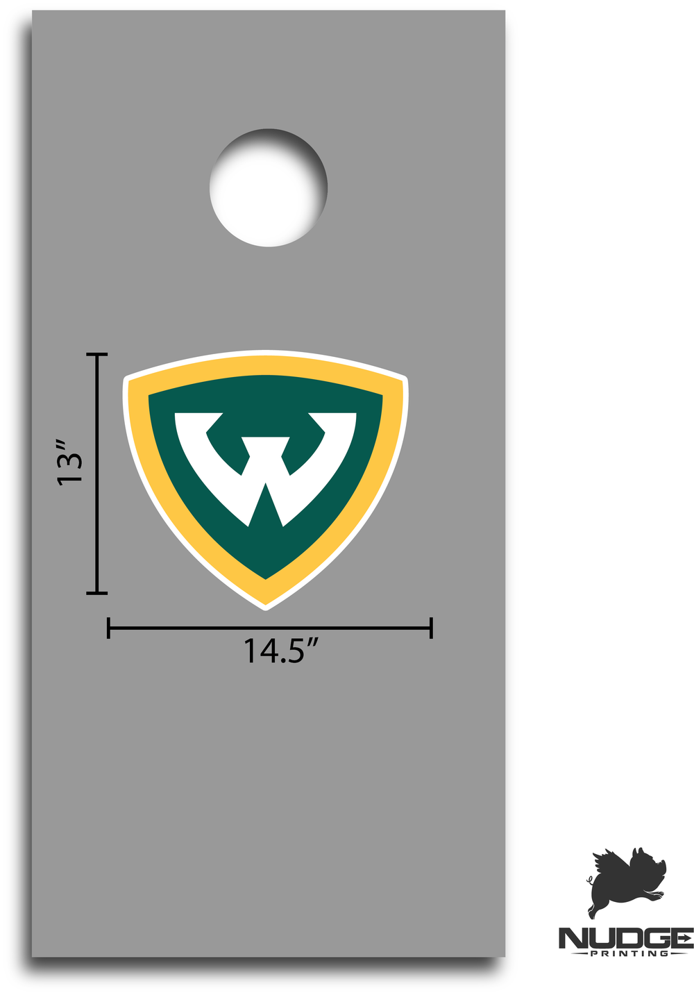 Wayne State University Warriors Primary Shield Logo Cornhole Decal (Full Color Block W)